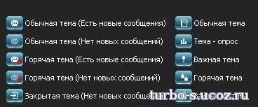 Синие иконки форума с сайта youcss для Ucoz